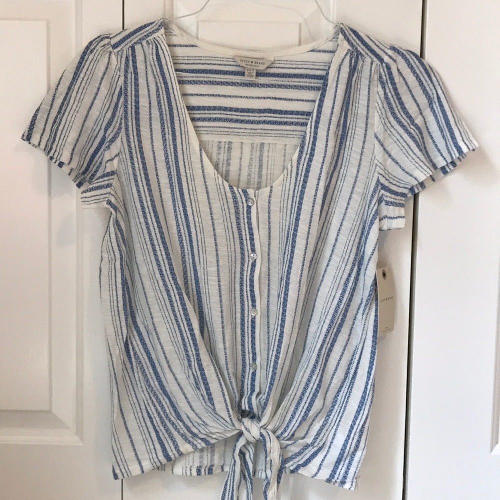 NWT Lucky Brand short sleeve, tie front top